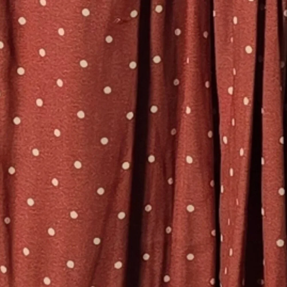 Free People Rust Polka Dot Blouse Small Romantic Boho Ruffle Button Top - Picture 7 of 11